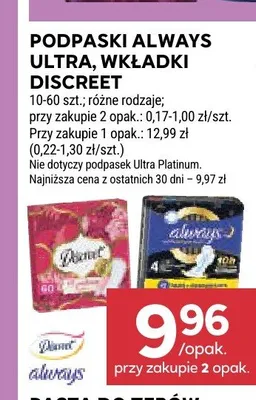 Wkładki Discreet promocja w Stokrotka