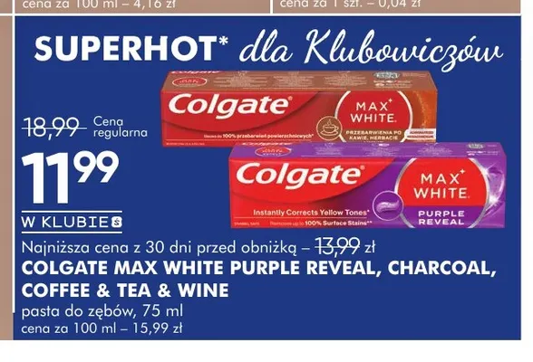 Pasta do zębów Colgate Max White Charcoal promocja w Super-Pharm