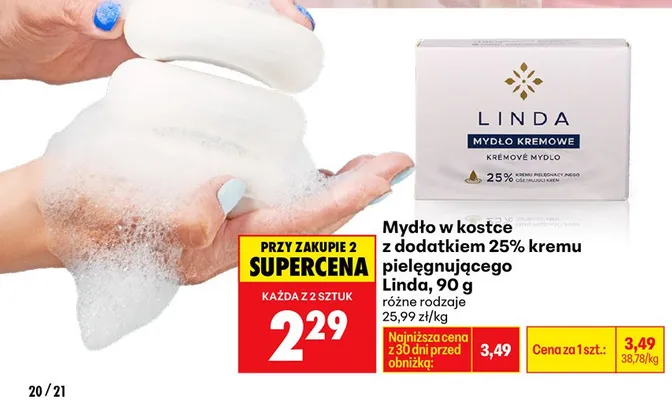 Mydło w kostce z dodatkiem 25% kremu pielęgnującego promocja w Biedronka