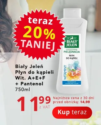 Płyn do kąpieli Biały Jeleń Codzienna Pielęgnacja Wit. A+E+F + Pantenol promocja w Poczta Polska