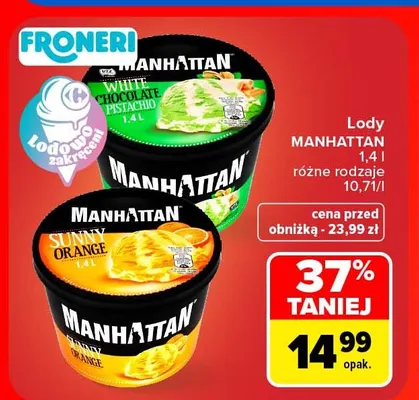 Lody Sunny Orange Manhattan promocja w Carrefour