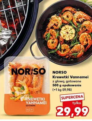 Krewetki Vannamei z głową gotowane Norso promocja w Kaufland