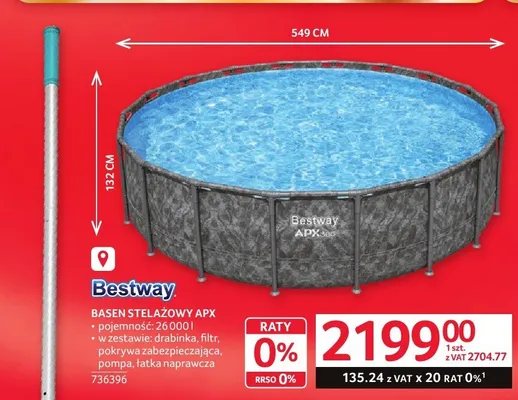 Basen stelażowy BESTWAY APX 26000l promocja w Selgros