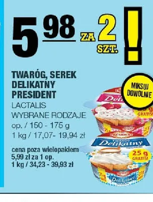 Twaróg serek Delikatny President promocja w SPAR
