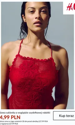 Sukienka plażowa o wyglądzie szydełkowej robótki H&M promocja w H&M