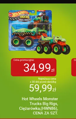 Ciężarówka Hot Wheels Monster Trucks Big Rigs HWN86 promocja w Smyk