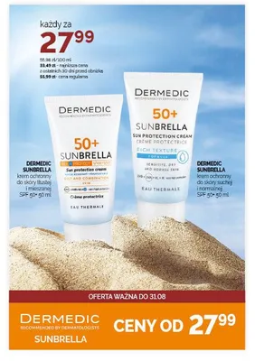 Krem ochronny do skóry tłustej i mieszanej SPF 50+ Dermedic Sunbrella promocja w Ziko Dermo