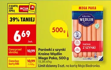 Parówki z szynki Mega Paka promocja w Biedronka