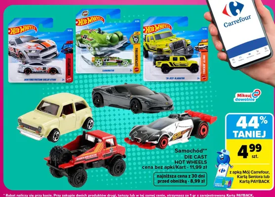 Samochód Die Cast Hot Wheels promocja w Carrefour Market