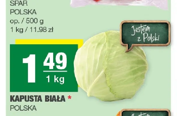Kapusta biała polska promocja w SPAR