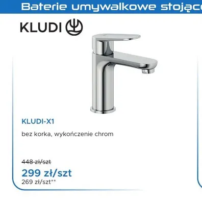 Bateria umywalkowa stojąca Kludi-X1 chrom promocja w Blu Salony Łazienek