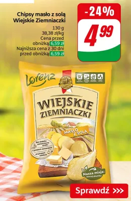 Chipsy masło z solą Wiejskie Ziemniaczki Lorenz promocja w Dino