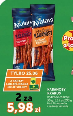 Kabanosy Krakus Extra Cienkie Wieprzowe promocja w Euro Sklep