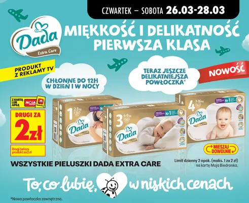 Pieluszki Extra Care wszystkie rodzaje promocja w Biedronka