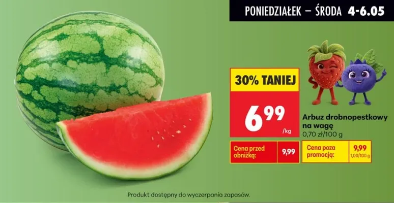 Arbuz drobnopestkowy na wagę promocja w Biedronka