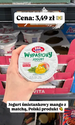Jogurt śmietankowy Wypasiony mango z matchą promocja w Biedronka