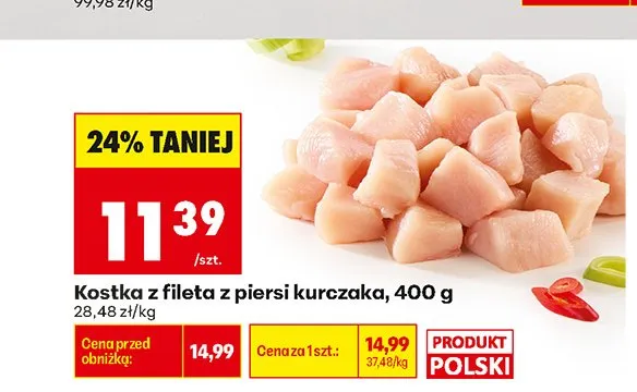 Kostka z fileta z piersi kurczaka promocja w Biedronka