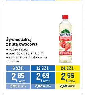 Napój Żywiec Zdrój z nutą owocową promocja w Makro