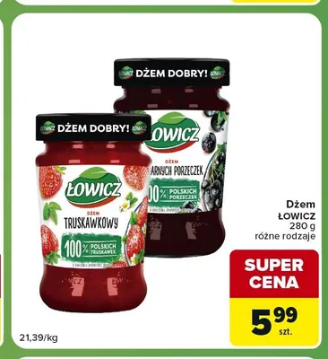 Dżem truskawkowy Łowicz promocja w Carrefour Express