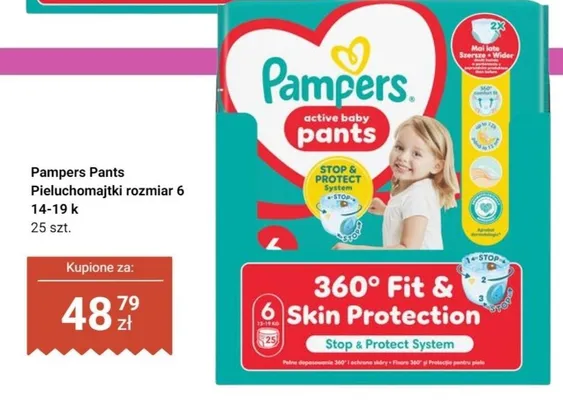 Pieluchomajtki Pampers Pants rozmiar 6 14-19 kg promocja w Biedronka