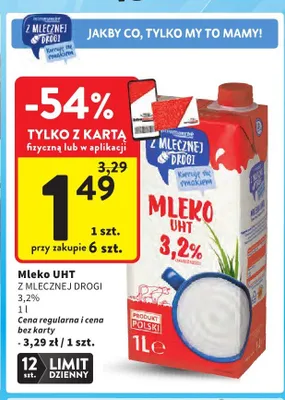 Mleko UHT Z Mlecznej Drogi 3,2% promocja w Intermarche