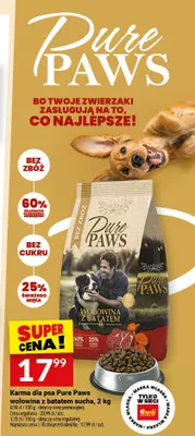 Karma dla psa Pure Paws wołowina z batatem sucha promocja w Twój Market