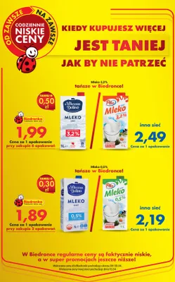 Mleko UHT 0,5% Mleczna Dolina promocja w Biedronka