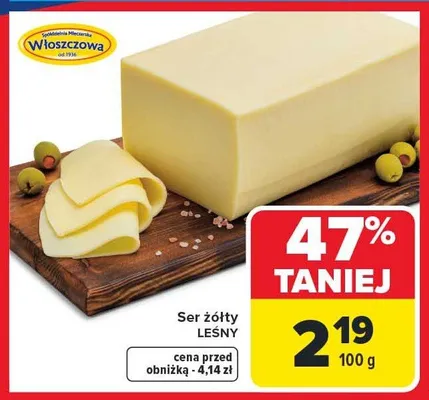 Ser żółty Leśny Włoszczowa promocja w Carrefour