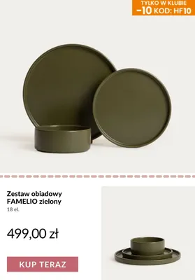 Zestaw obiadowy Famelio zielony 18 el. promocja w Homla