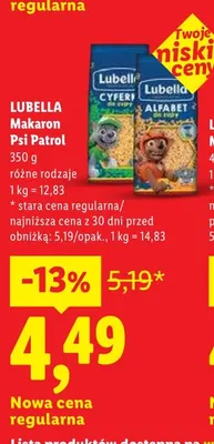 Makaron Psi Patrol Lubella promocja w Lidl