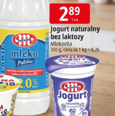 Jogurt naturalny bez laktozy promocja w Leclerc