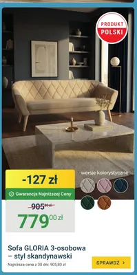 Sofa GLORIA 3-osobowa - styl skandynawski promocja w ERLI