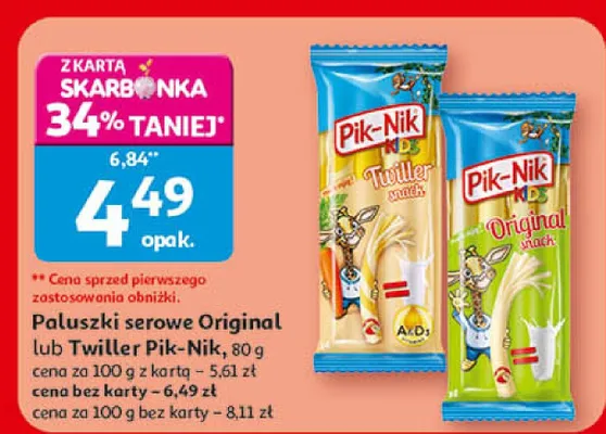 Paluszki serowe Original lub Twiller promocja w Auchan
