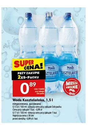 Woda gazowana Kasztelańska promocja w Twój Market
