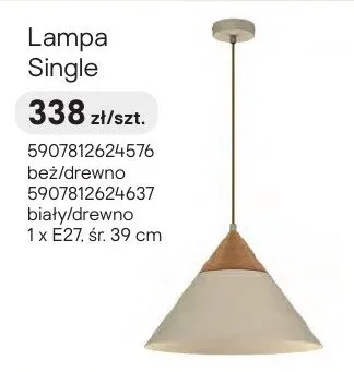 Lampa Single biały/drewno 1 x E27 śr. 39cm promocja w Castorama