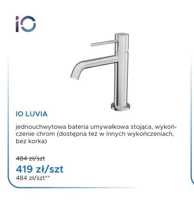 Bateria umywalkowa stojąca IO Luvia chrom promocja w Blu Salony Łazienek