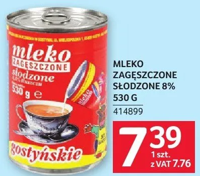 Mleko zagęszczone słodzone 8% promocja w Selgros