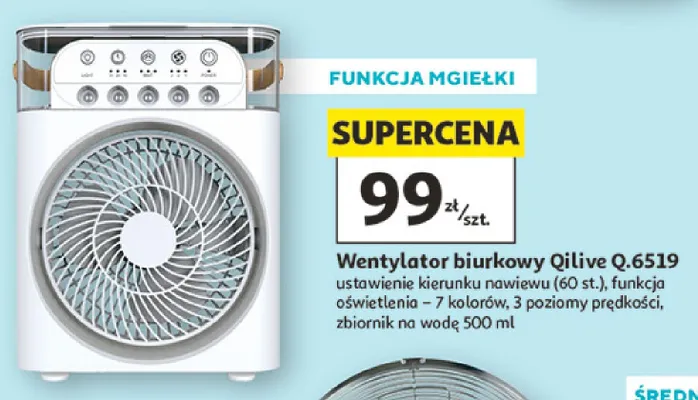 Wentylator biurkowy Qilive Q.6519 promocja w Auchan