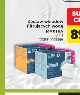 Zestaw wkładów filtrujących wodę Brita Maxtra Pro 3-pak + 1 gratis promocja w Carrefour Market