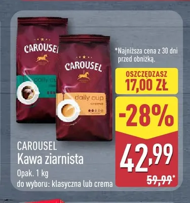 Kawa ziarnista klasyczna Carousel promocja w Aldi