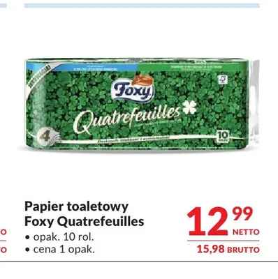 Papier toaletowy Foxy Quatrefeuilles 10-pak promocja w Makro