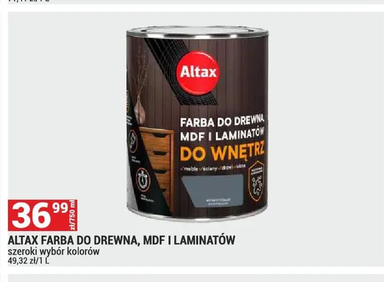 Farba do drewna, MDF i laminatów Altax promocja w Merkury Market