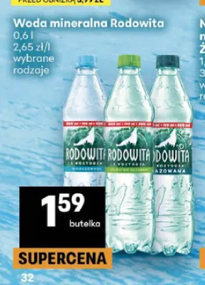 Woda mineralna niegazowana Rodowita promocja w Delikatesy Centrum
