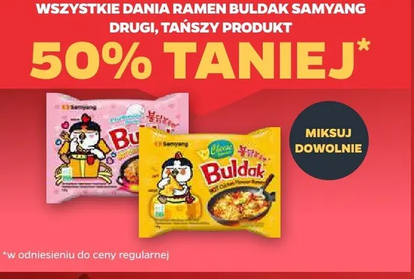 Wszystkie dania ramen Buldak Samyang promocja w Netto