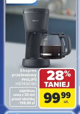 Ekspres przelewowy PHILIPS HD7430/90 promocja w Carrefour