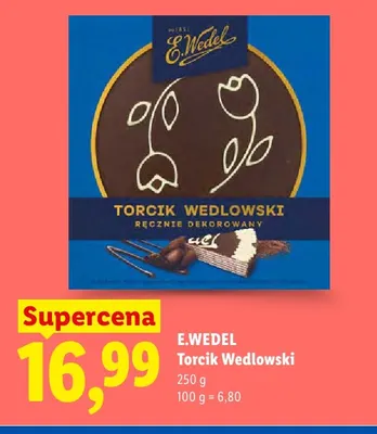Torcik Wedlowski ręcznie dekorowany E.Wedel promocja w Lidl