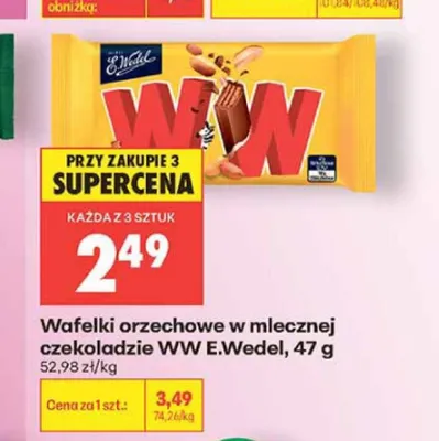 Wafelki WW E.Wedel w mlecznej czekoladzie promocja w Biedronka
