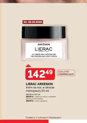 Krem na noc w okresie menopauzy Lierac Arkeskin promocja w Super-Pharm