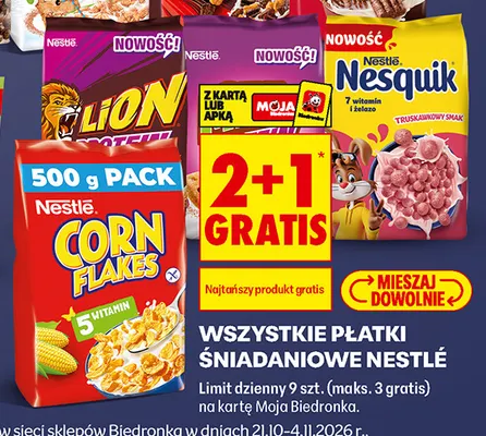 Płatki śniadaniowe Lion Protein Nestlé promocja w Biedronka