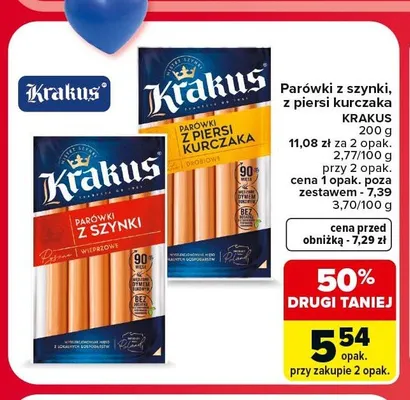 Parówki z piersi kurczaka Krakus promocja w Carrefour